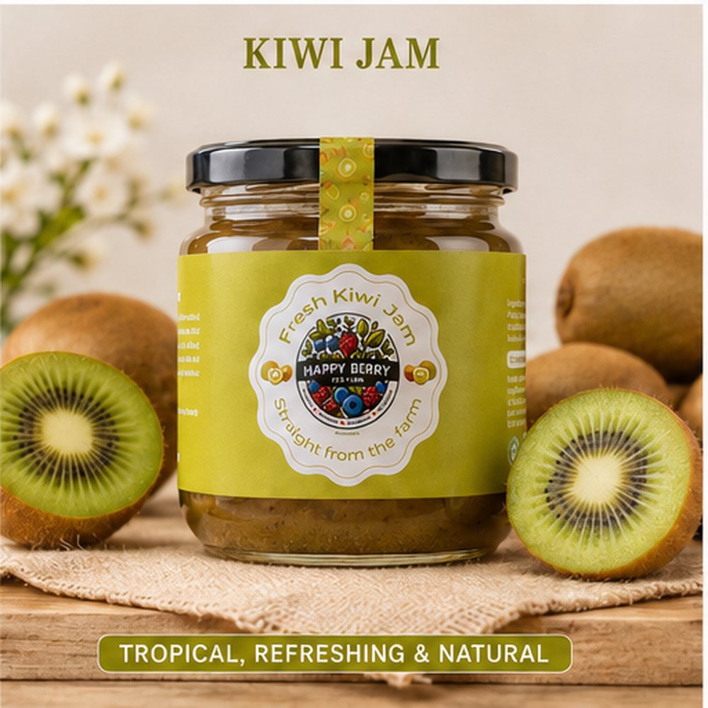 Happy Berry Fresh Kiwi Jam — fresh kiwi with black seeds